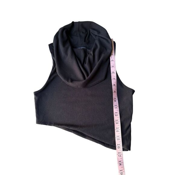 Naked Wardrobe Ribbed Sleeveless Cowl neck Asymmetrical Crop Top In Black - Picture 7 of 9